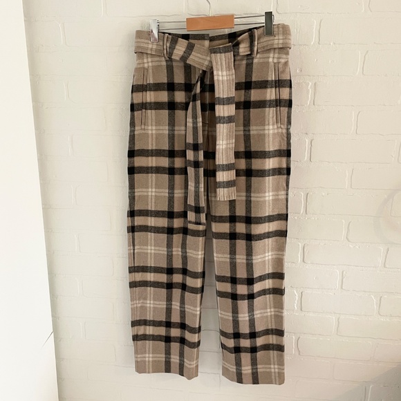 Aritzia Wilfred Tie-front Pants Trousers Wool Cashmere Blend Plaid Academia Sz 2 - Picture 6 of 15